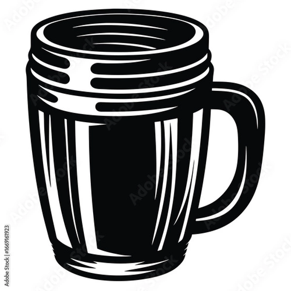 Fototapeta Black and white drawing of a stylized beer stein or mug image