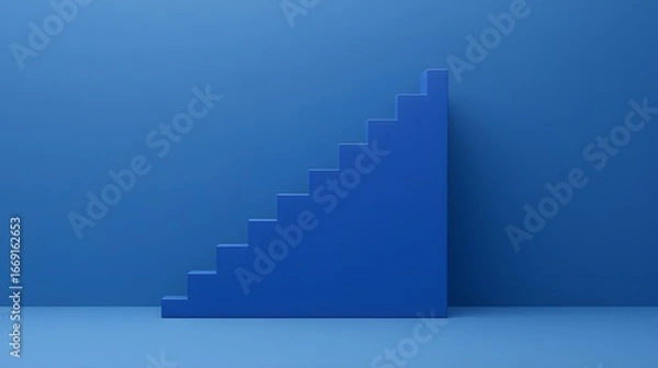 Obraz Abstract Blue Staircase Minimalist 3D Render