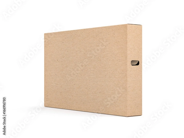 Fototapeta Large brown cardboard textured box packaging Mockup for smart tv set, 3d rendering