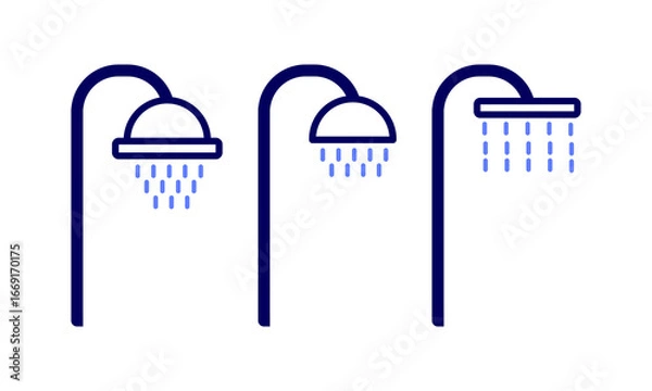Fototapeta Vector illustration of a set of shower icon