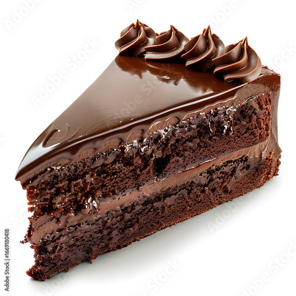 Obraz Decadent Slice of Chocolate Cake with Rich Frosting