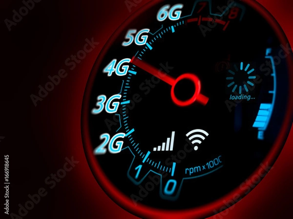 Obraz Mobile network and internet on speed indicator