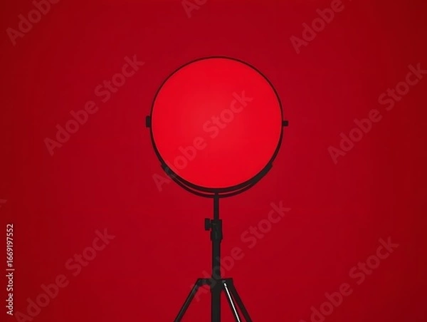 Fototapeta Red Lighting Studio Setup Photography Equipment Tripod