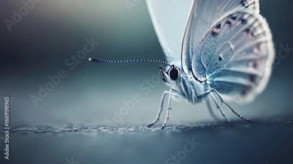 Fototapeta Closeup Macro Photo of a Blue Butterfly on Surface