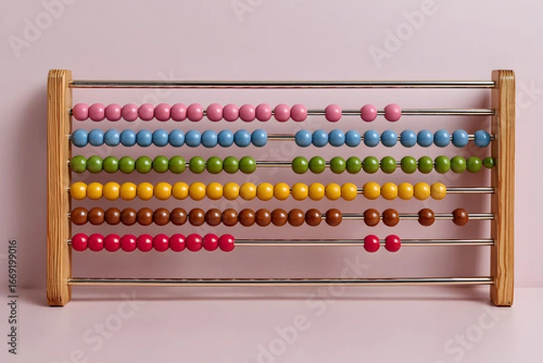 Fototapeta Educational Abacus Toy for Kids Math and Learning on Light Surface