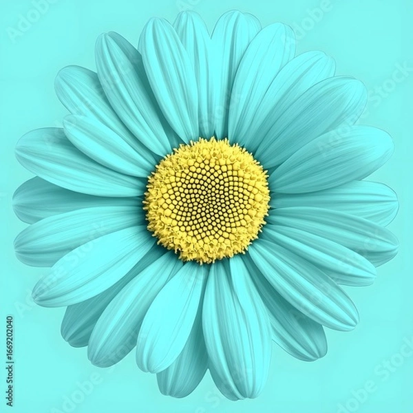 Fototapeta Vibrant Teal Daisy Flower Closeup Macro Shot