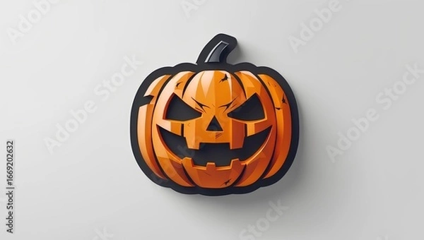 Fototapeta detailed flat icon of a Halloween pumpkin with a carved face featuring a menacing yet playful expression