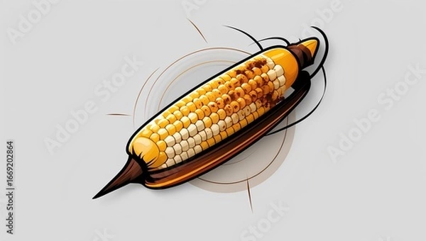 Fototapeta roasted corn with husk and visible seasoning, designed for culinary, agriculture, and organic themes.