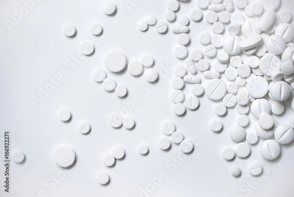 Obraz White pills, white background