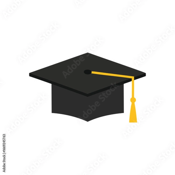 Fototapeta Academic Cap Symbolizing Achievement. This traditional university headwear signifies the successful completion of studies. A powerful emblem of knowledge, progress, and future endeavors.