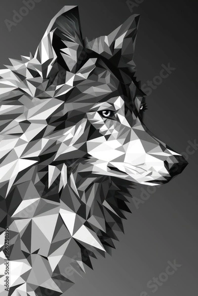 Obraz Gray wolf, polygon style portrait