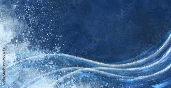 Obraz 荒波の抽象和風イラスト背景