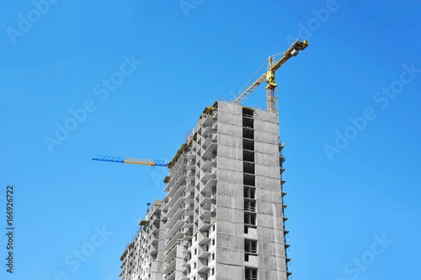 Obraz Crane and highrise construction site
