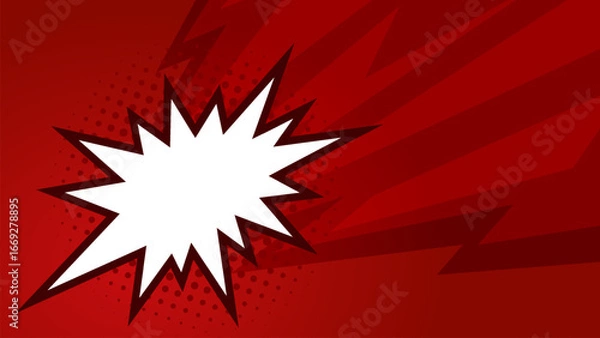 Obraz Blank comic cartoon red background with thunder lightning. empty dialog background thunder lightning. Comic background cartoon style