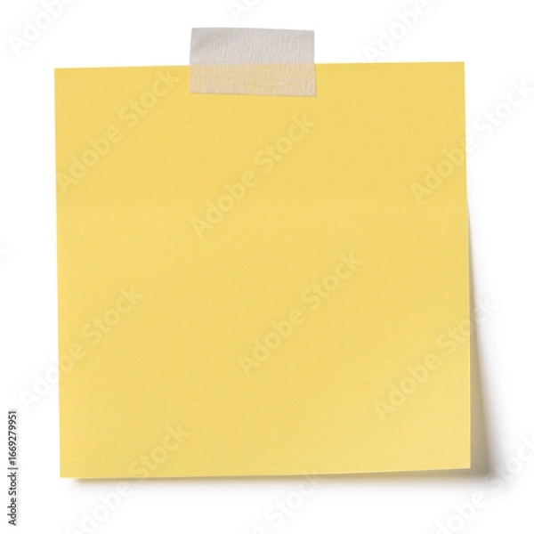 Fototapeta Sticky note reminder. Post it note paper. Yellow sheets for notes isolated with clipping path on background.
