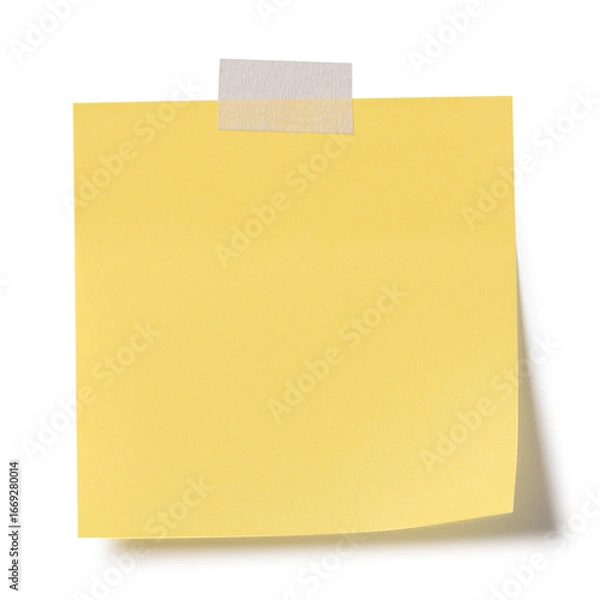 Fototapeta Sticky note reminder. Post it note paper. Yellow sheets for notes isolated with clipping path on background.