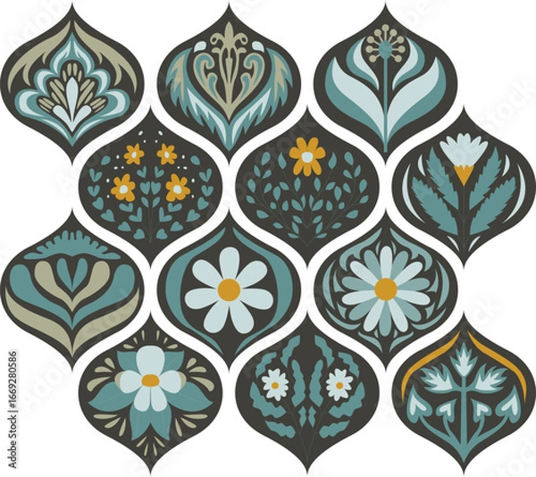 Fototapeta Yu Austyn seamless floral pattern