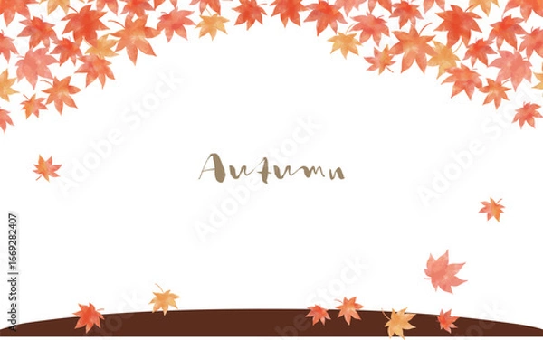 Fototapeta 秋の紅葉の背景フレームイラスト