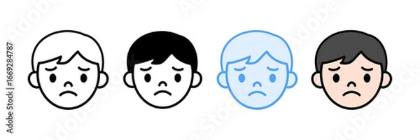 Obraz Sad Boy Icon Set Multiple Style Collection