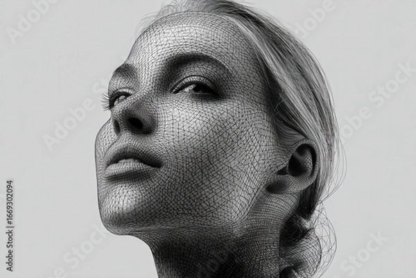 Fototapeta create minimalist portrait featuring ultrathin lines set against clean background
