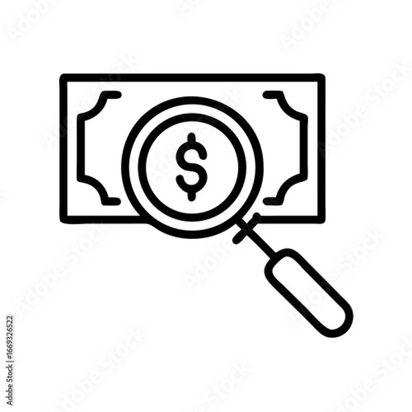 Fototapeta Magnifying Glass Over Dollar Icon for Web and Graphic Design