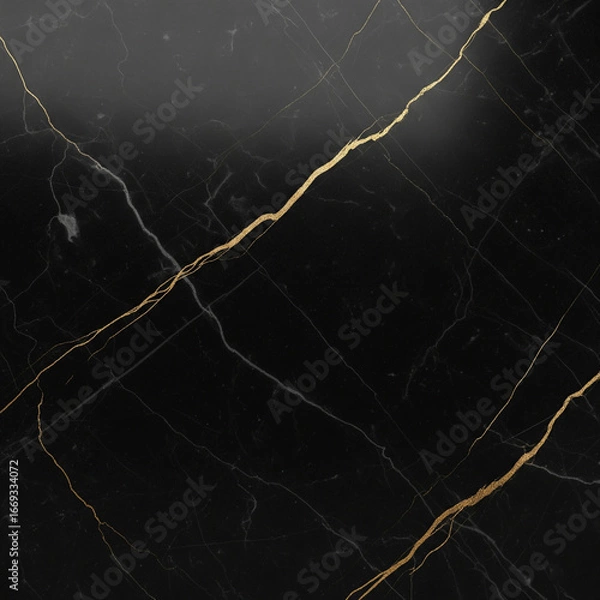 Fototapeta Black and Gold Marble Texture Background with Thin Veins
