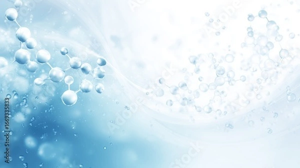 Obraz Abstract medical background with white and light blue gradient, molecular structures and scientific elements, futuristic health and biotechnology concept, laboratory research and molecular analysis de
