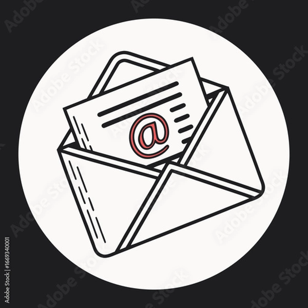 Obraz Vector art of an illustration of an open envelope with a letter inside, featuring the symbol, isolated on a