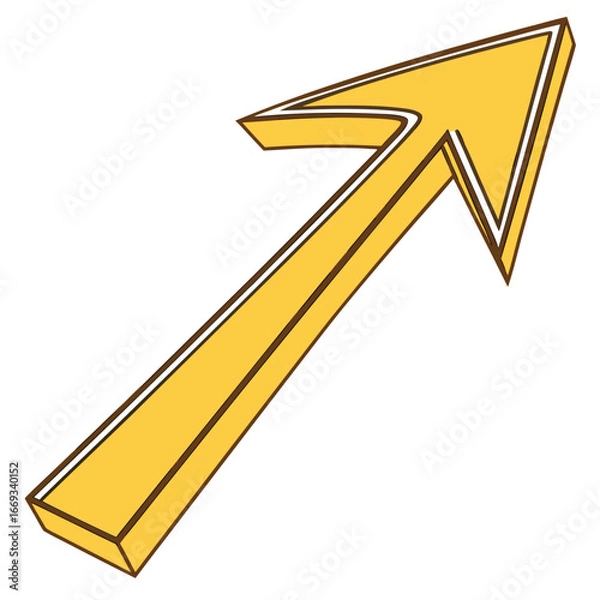 Obraz Vector art of a bold yellow arrow pointing upwards, symbolizing growth, progress, and success, isolated on a