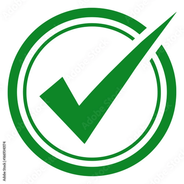 Obraz Vector art of green check mark inside a circle, , symbolizing correctness, approval, and success