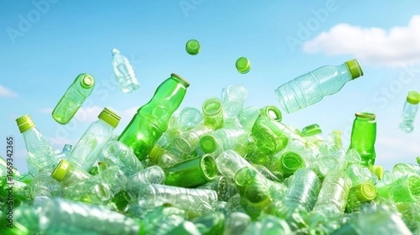 Obraz Recycling plastic bottles pile up