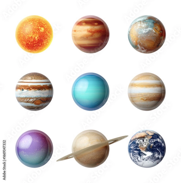 Fototapeta Exploring the solar system planetary images space digital science isolated on transparent background