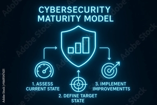 Obraz Cybersecurity Maturity Progression Model from Basic to Advanced for IT Assessment