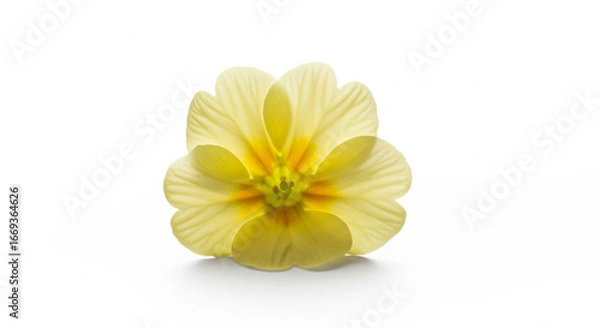 Obraz Single yellow primrose on white background