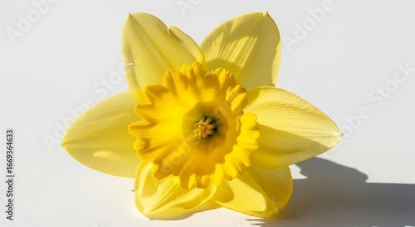 Obraz Single yellow daffodil on white background