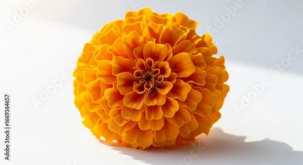 Obraz Single orange marigold on white background