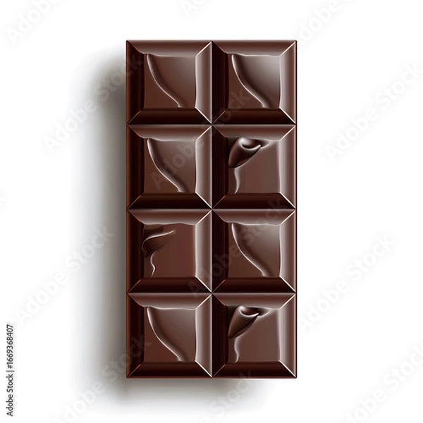 Fototapeta A close-up of a segmented chocolate bar with smooth, glossy texture.