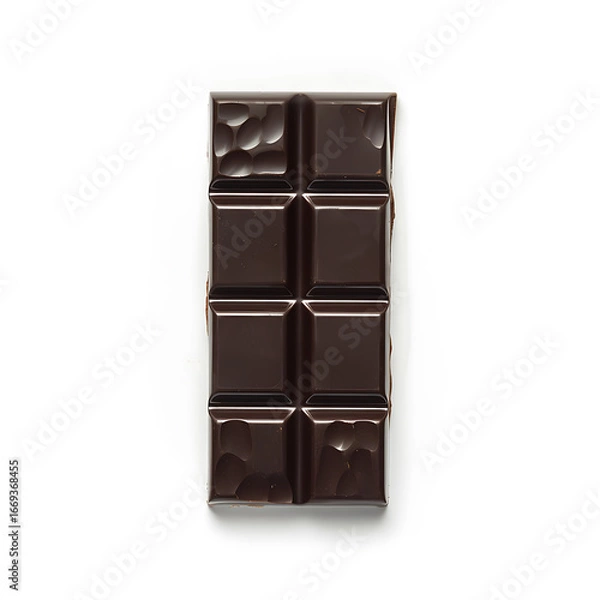 Fototapeta A single bar of dark chocolate with a smooth, segmented surface