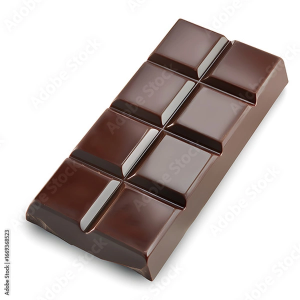 Fototapeta A single bar of chocolate with a smooth, segmented surface