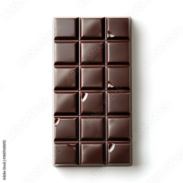 Fototapeta A close-up of a chocolate bar with a grid of square segments