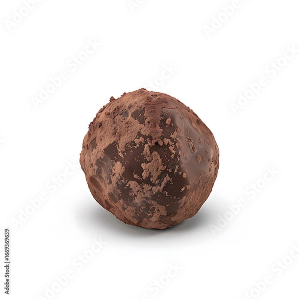 Fototapeta A single chocolate truffle with a textured, cocoa-dusted surface
