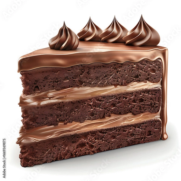 Fototapeta Decadent Chocolate Cake Slice with Rich Frosting and Layers