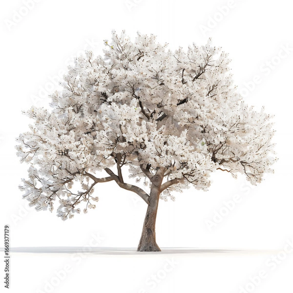 Obraz isolated tree with white flowers with png white background isolated