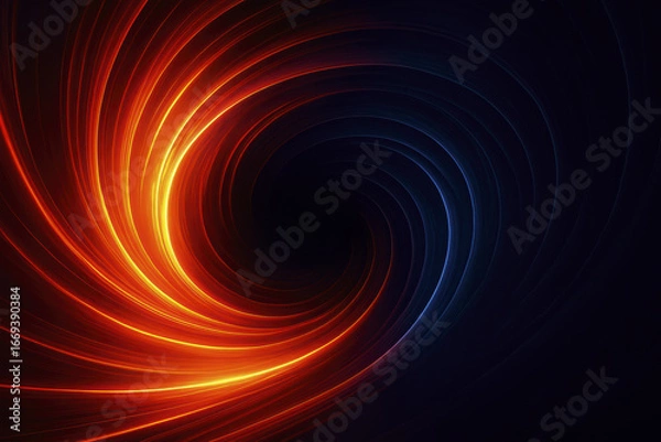 Fototapeta Fiery vortex design with swirling orange and blue light creating dynamic and captivating visual effect. contrast between warm and cool tones evokes sense of energy and movement