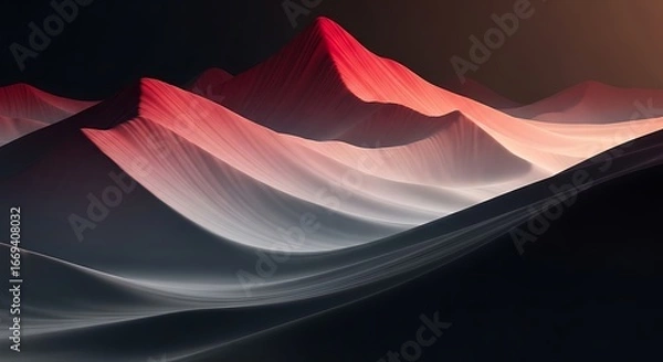 Obraz Abstract glowing light waves flowing smoothly with vibrant red pink orange and white hues across dark space