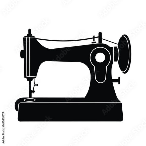 Obraz Vintage Sewing Machine Silhouette Vector illustration