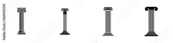 Fototapeta Set of Ionic Columns Vector Illustration