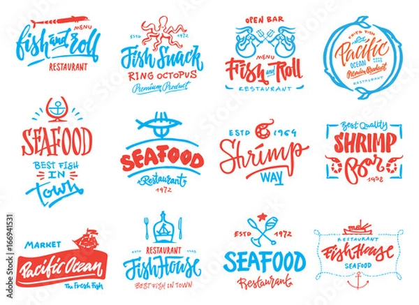Obraz Seafood icons set