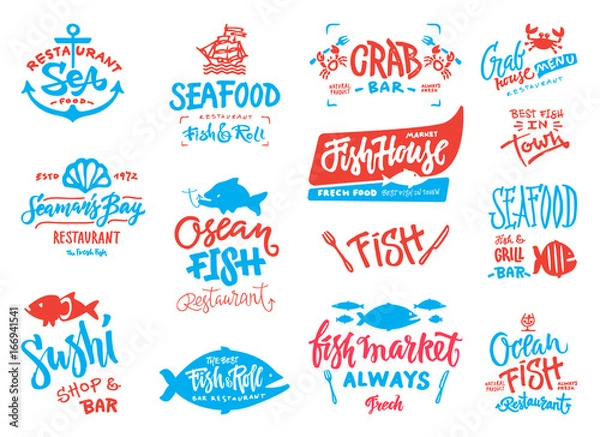 Fototapeta Seafood icons set