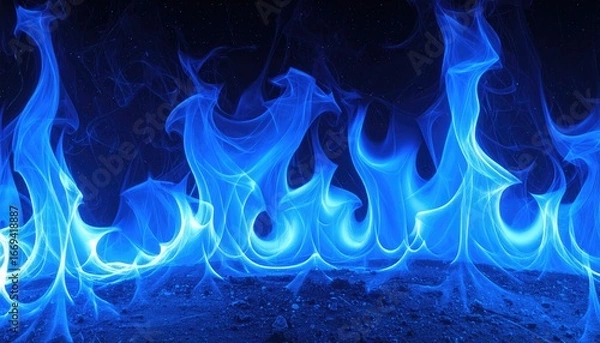 Obraz Abstract blue flames burning intensely against a dark background